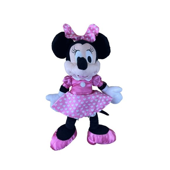 Disney 14" Minnie Mouse in Pink Polka Dot Dress Plush Doll EUC Kcare - Picture 1 of 13